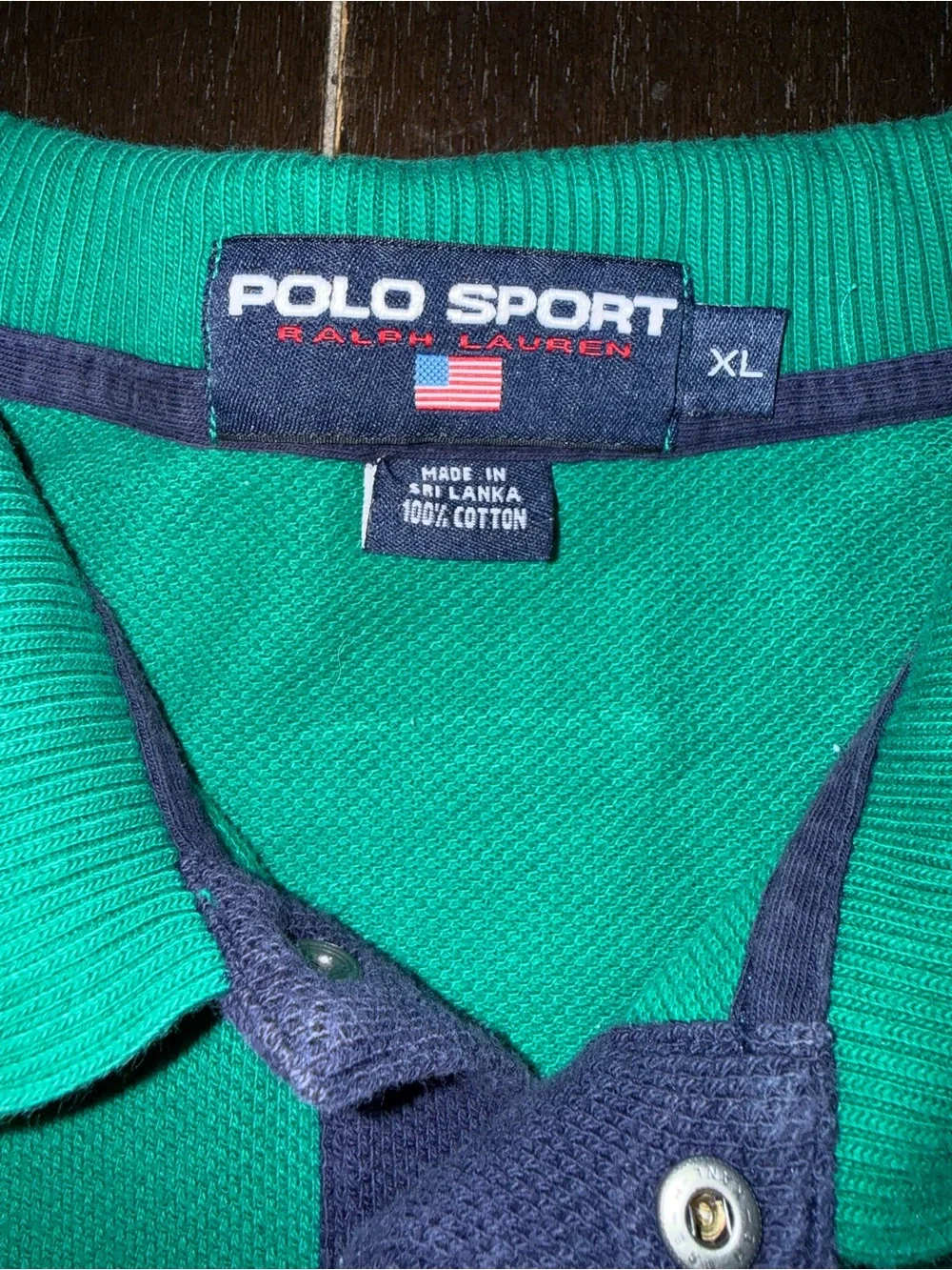 Polo Sport Ralph Lauren Polo Shirt XL Green USA Flag Embroidered 100% Cotton